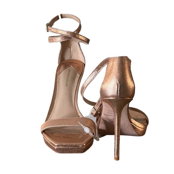 Antonio Melani Heels Copper Size 8M Open Toe Ankle Strap Stiletto - Picture 8 of 9
